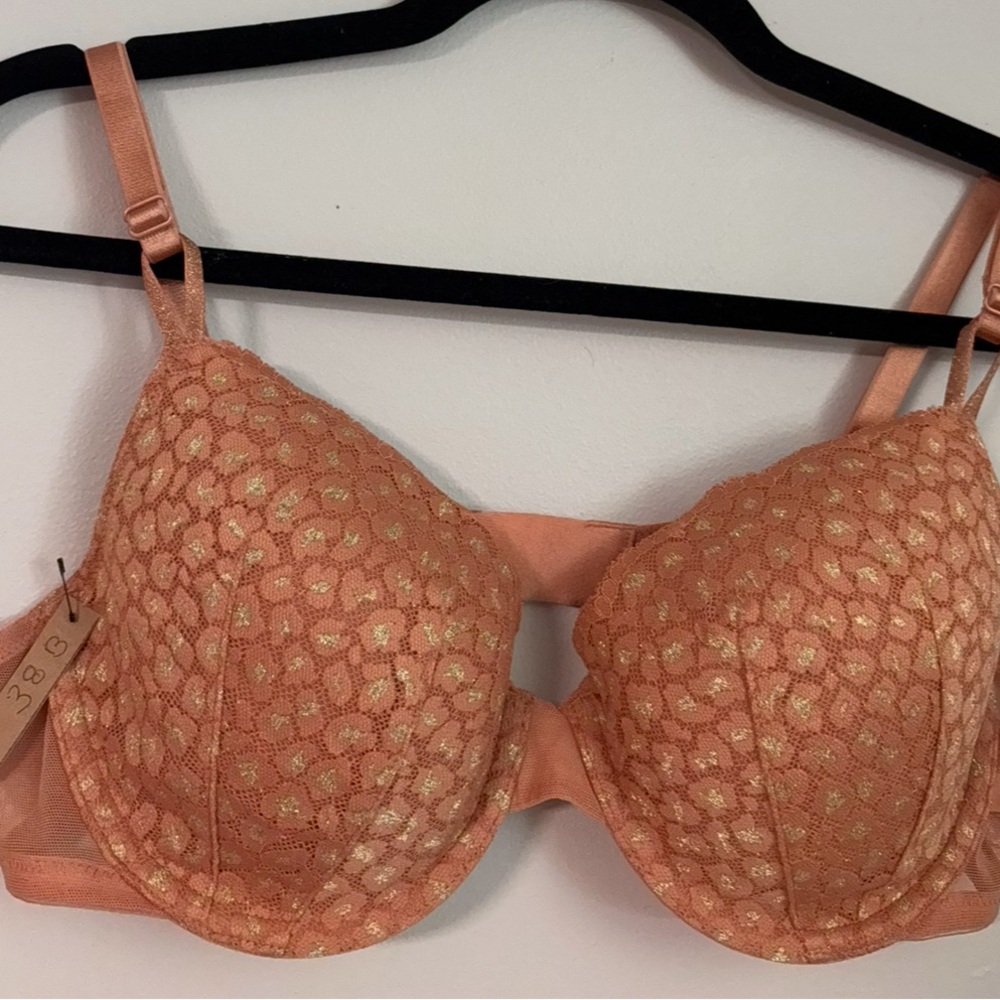 Victoria’s Secret Elegant Lace Bra in Peach and Gold